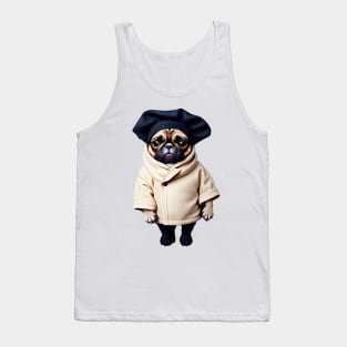 Cute Baby Pug in Winter Coat - Adorable Pug Puppy in Cozy Winter Clothing Tank Top